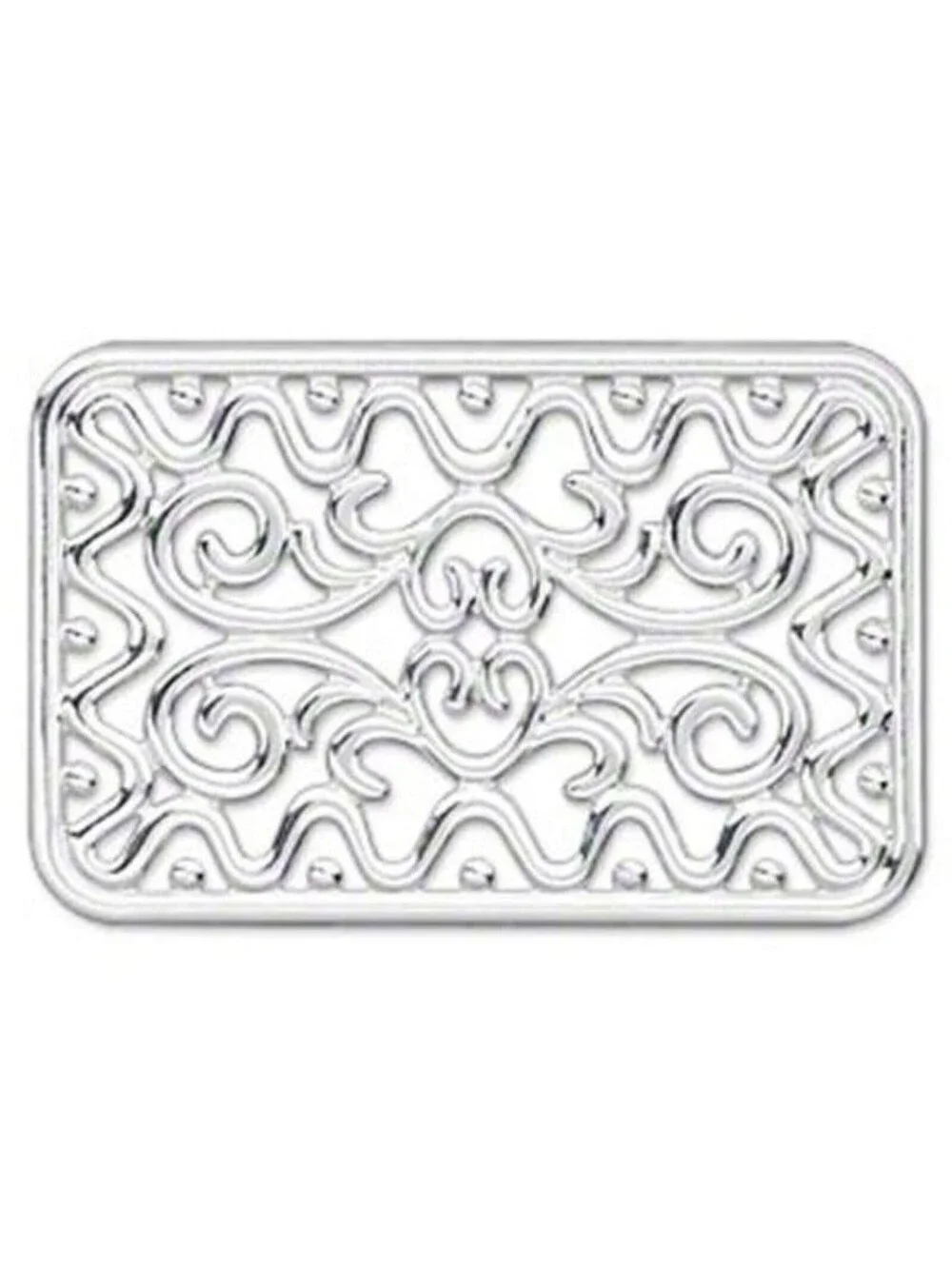 2 Silver Plated Filigree L Rectangle Focal Beads Pendants Components 49x32mm